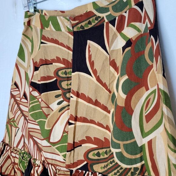Zara 2Pc Multicolor Floral Ruffle Linen Blend Skirt Set Size Medium - Picture 8 of 16